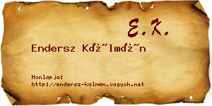 Endersz Kálmán névjegykártya